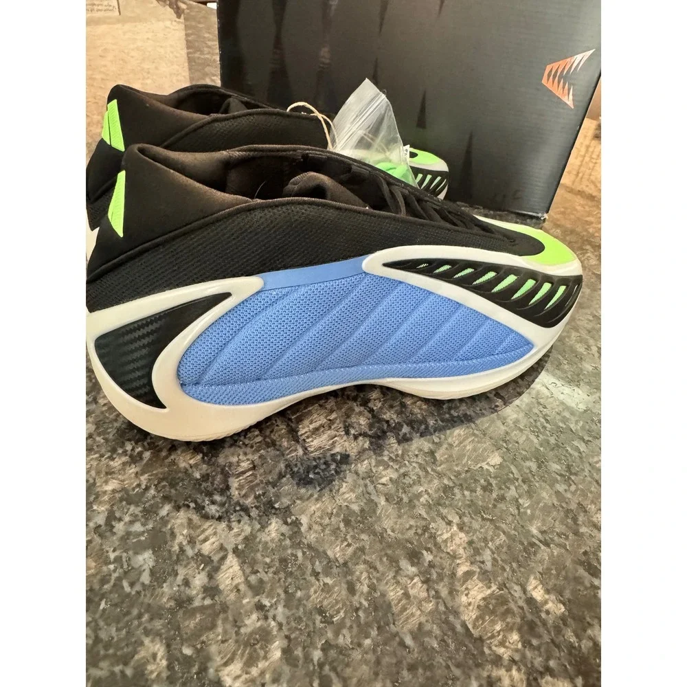 Adidas Anthony Edwards 2 Basketball Shoes Lucid Blue Lime Green JR4359 Mens 11.5